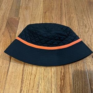 Vintage Lands End Quilted Navy/Orange Bucket Hat - S/M